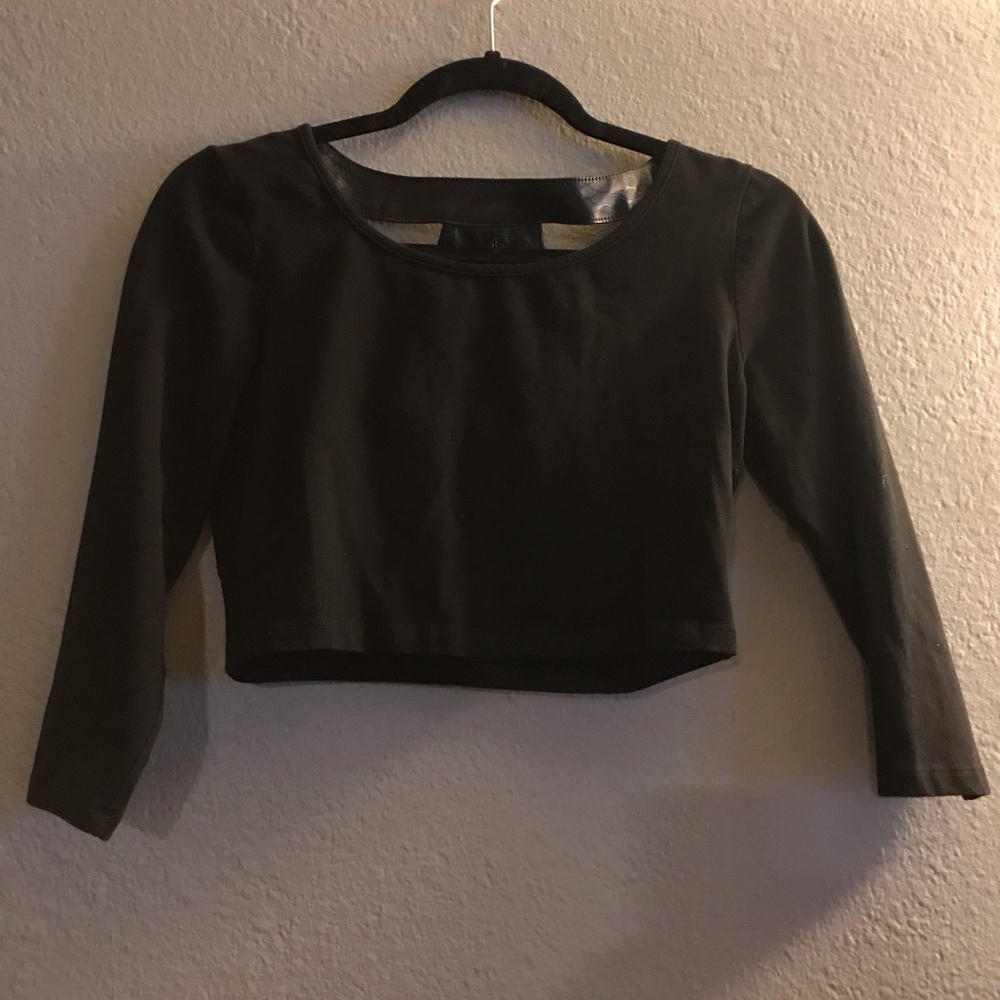 Bebe Crop Top with Pleather Back Detail